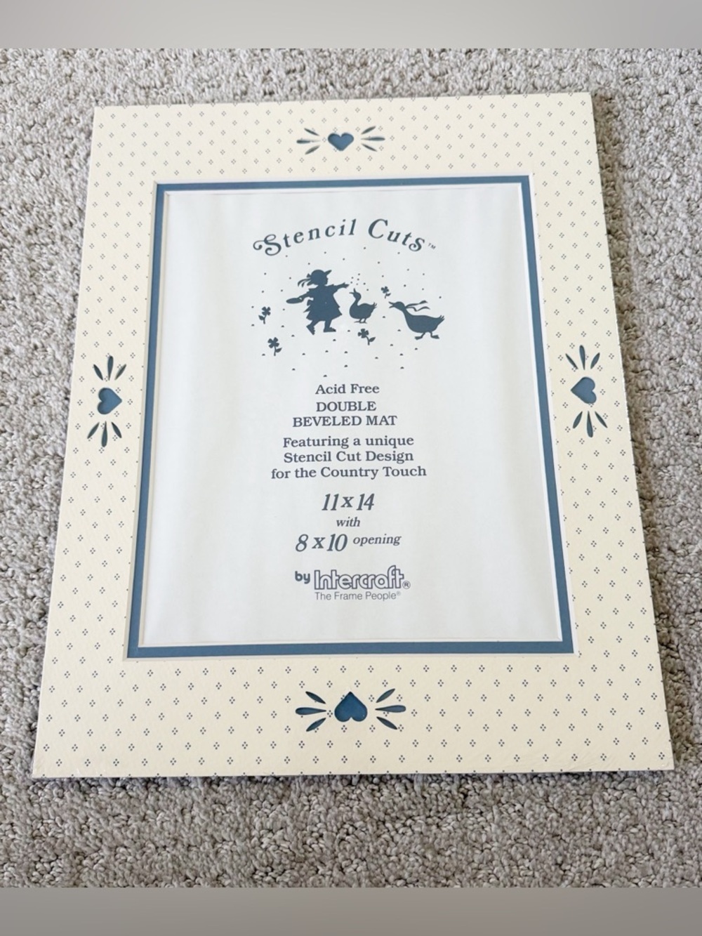 Vintage 1990s 11x14 Photo Frame Mat 8x10 Opening Country Cozy Cottage Farmhouse